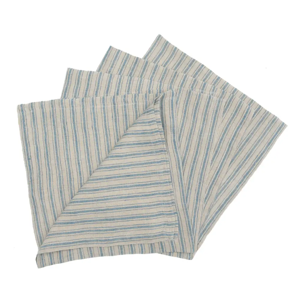 Refined Nautical Stripe Linen Napkin Set