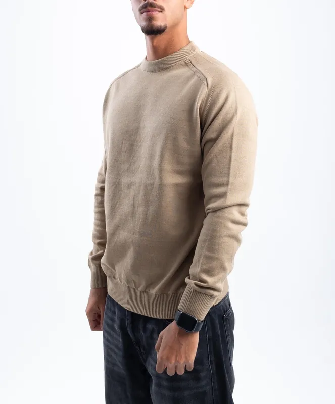 Black Stitched Knit Crewneck Pullover