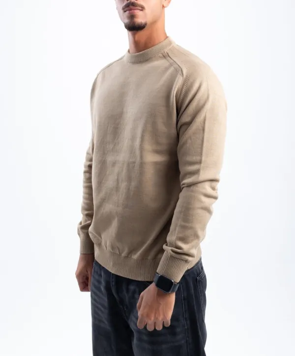 Black Stitched Knit Crewneck Pullover
