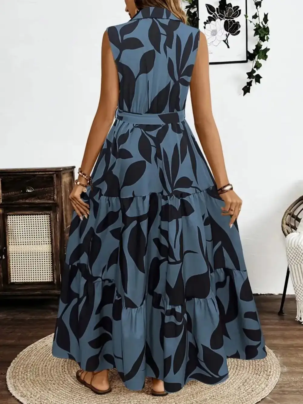 Textured Tie Detail Maxi Dress