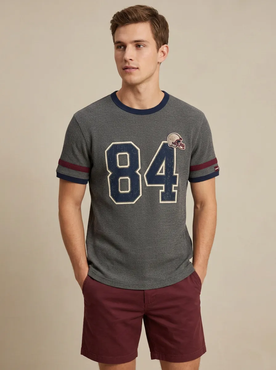 Men's Football Fan 84 Helmet Graphic Printed T-shirt