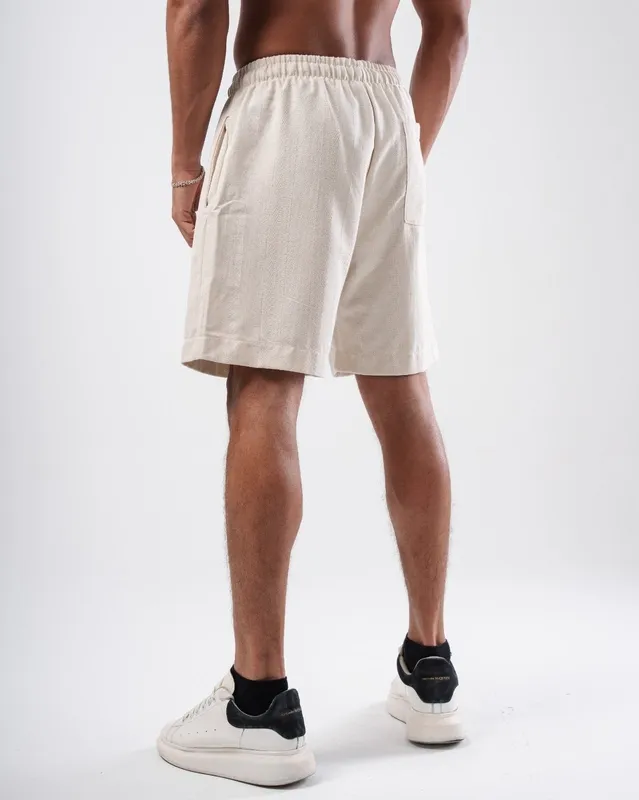 Striped Linen Blend Pull On Shorts
