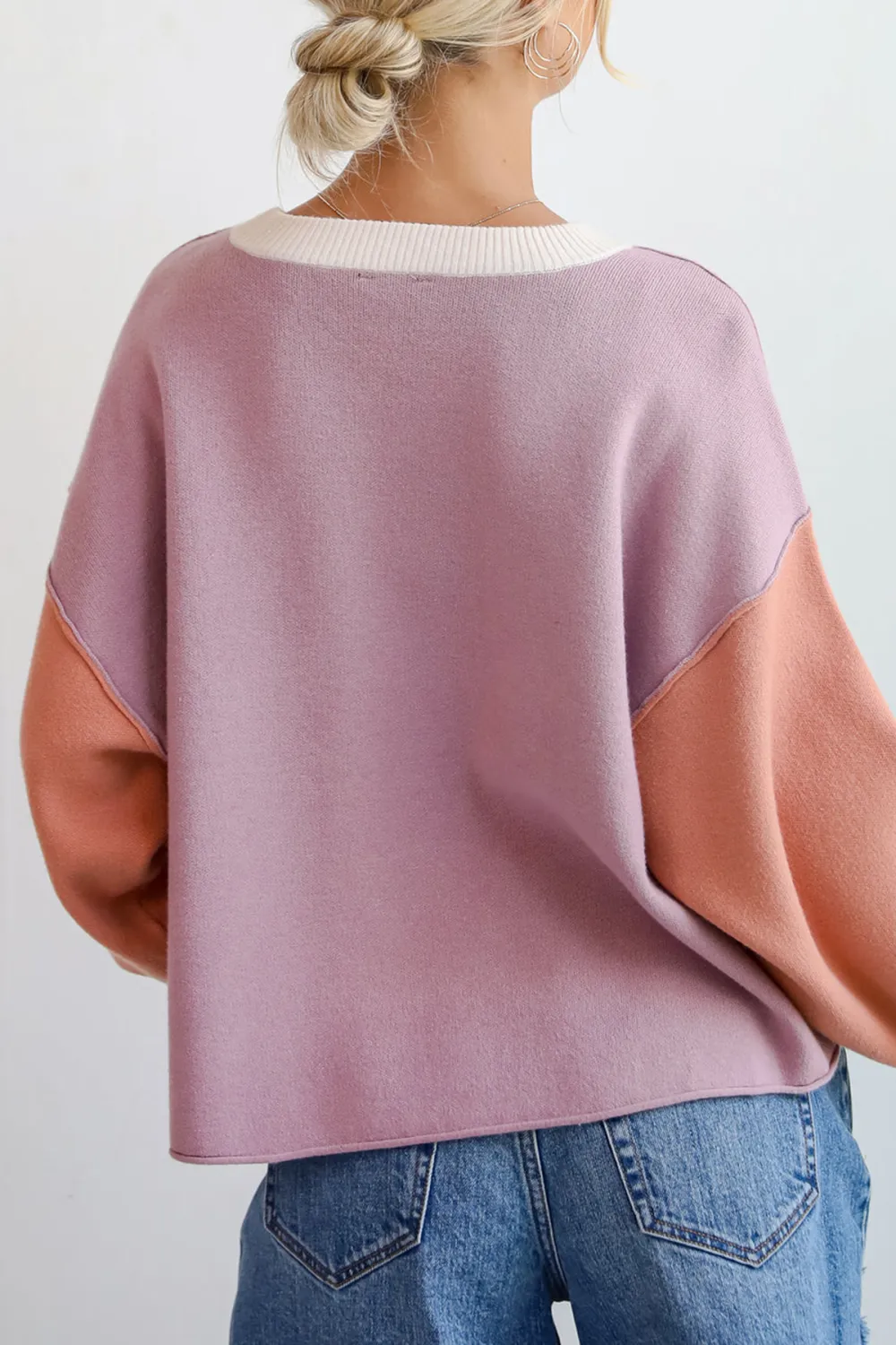 Cream Color Block Sweater