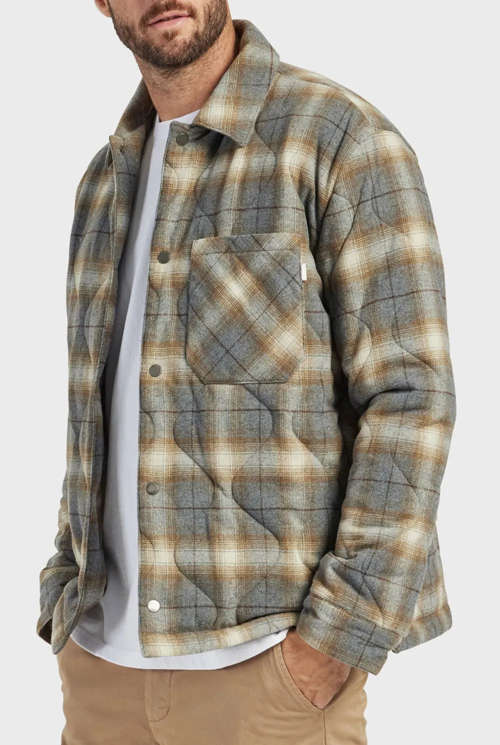 Quilted Plaid Flannel Overshirt Jacket