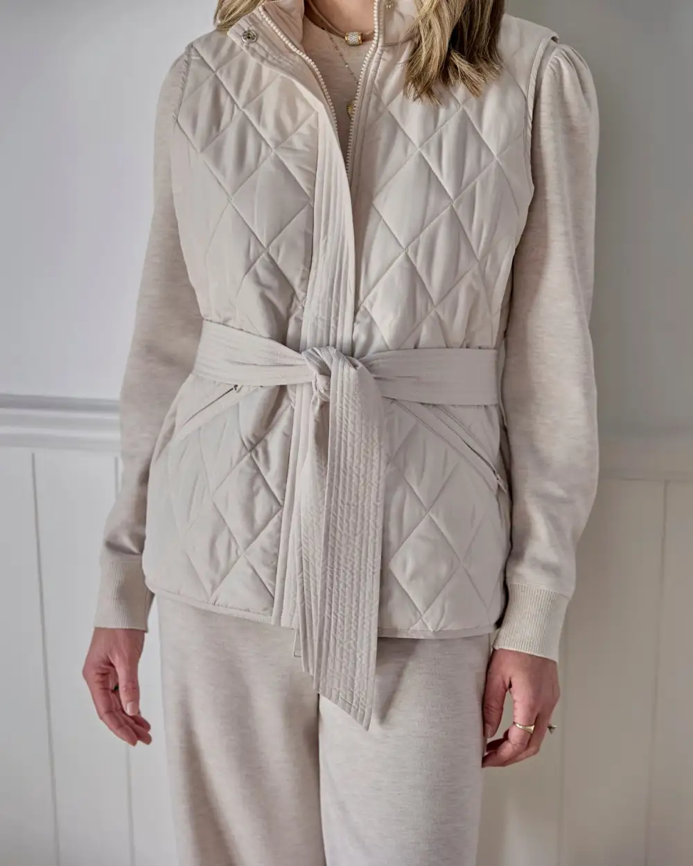 Quilted Knit Layering Coat