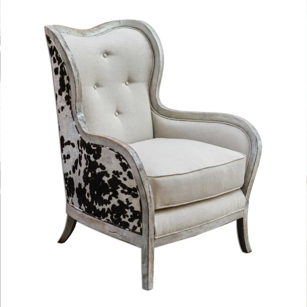 Two-Toned Velvet Back Lounge Chair