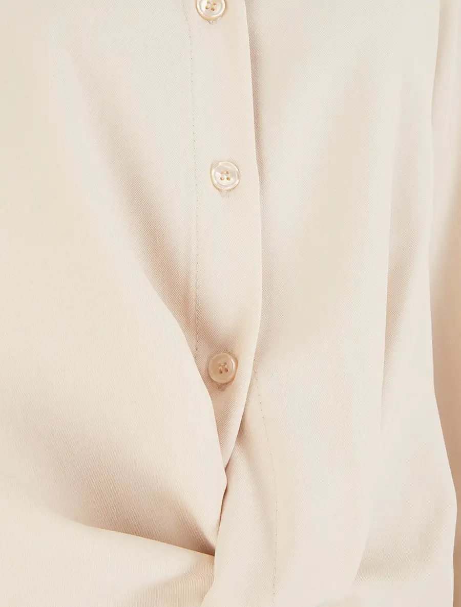 Tailored Long Sleeve Straight Fit Stand Collar Button Shirt