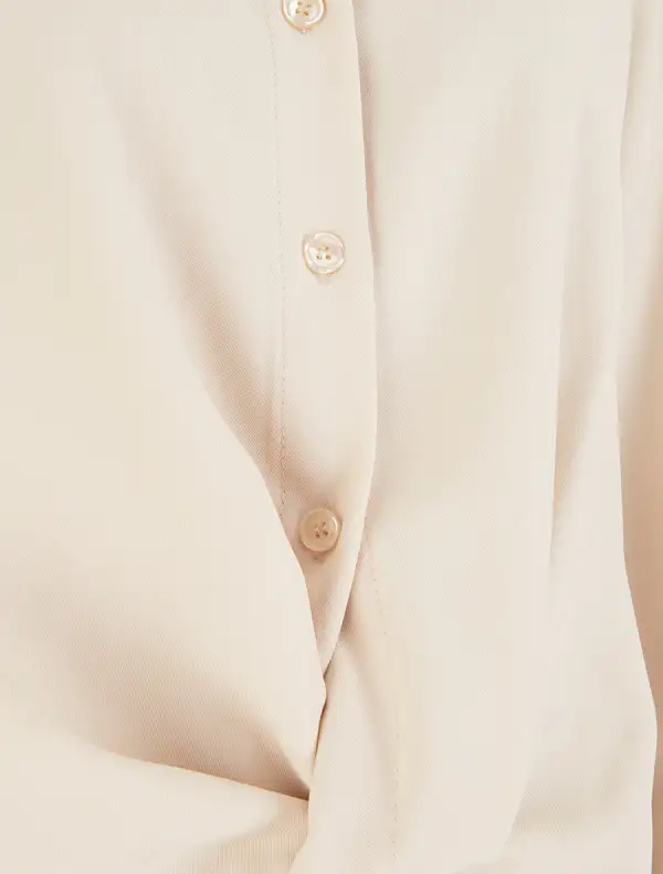 Tailored Long Sleeve Straight Fit Stand Collar Button Shirt