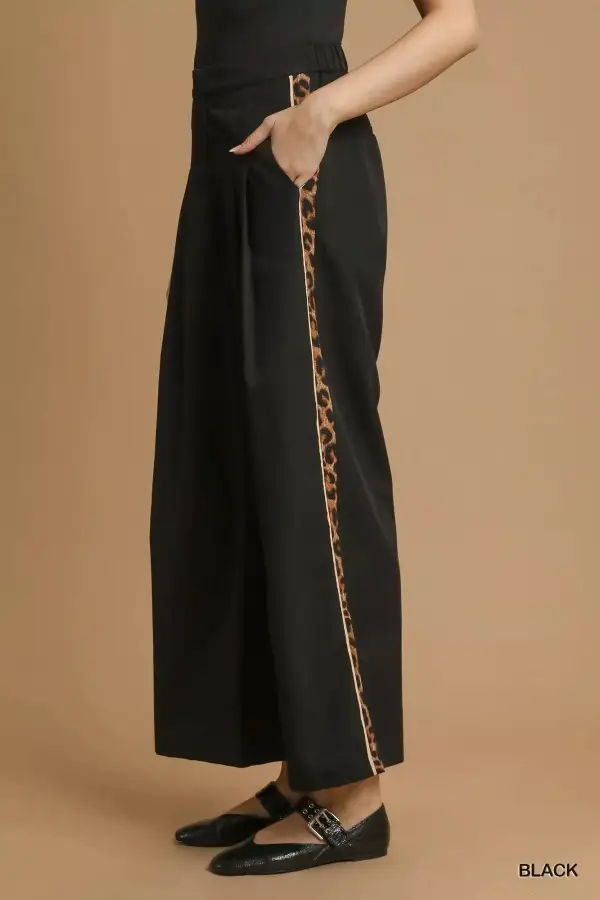 Wide Leg Pleated Pocketed Casual Pants