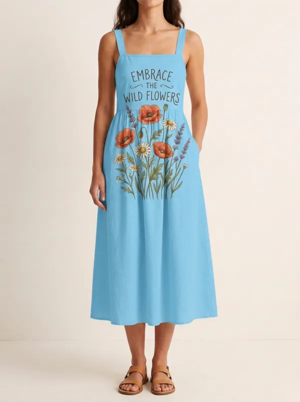 Nature Lover Wildflower Quote Midi Dress