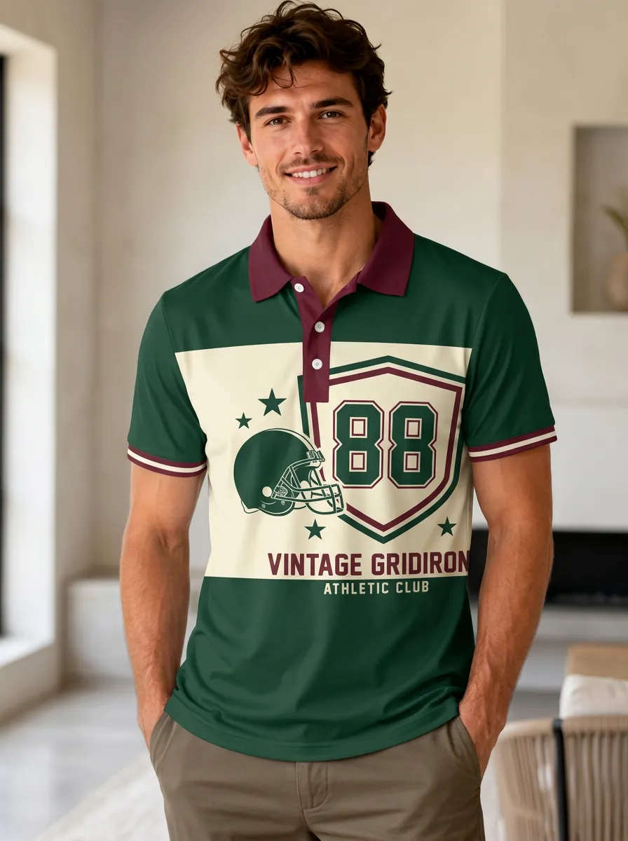 Men's Football Vintage Gridiron Polo Shirt