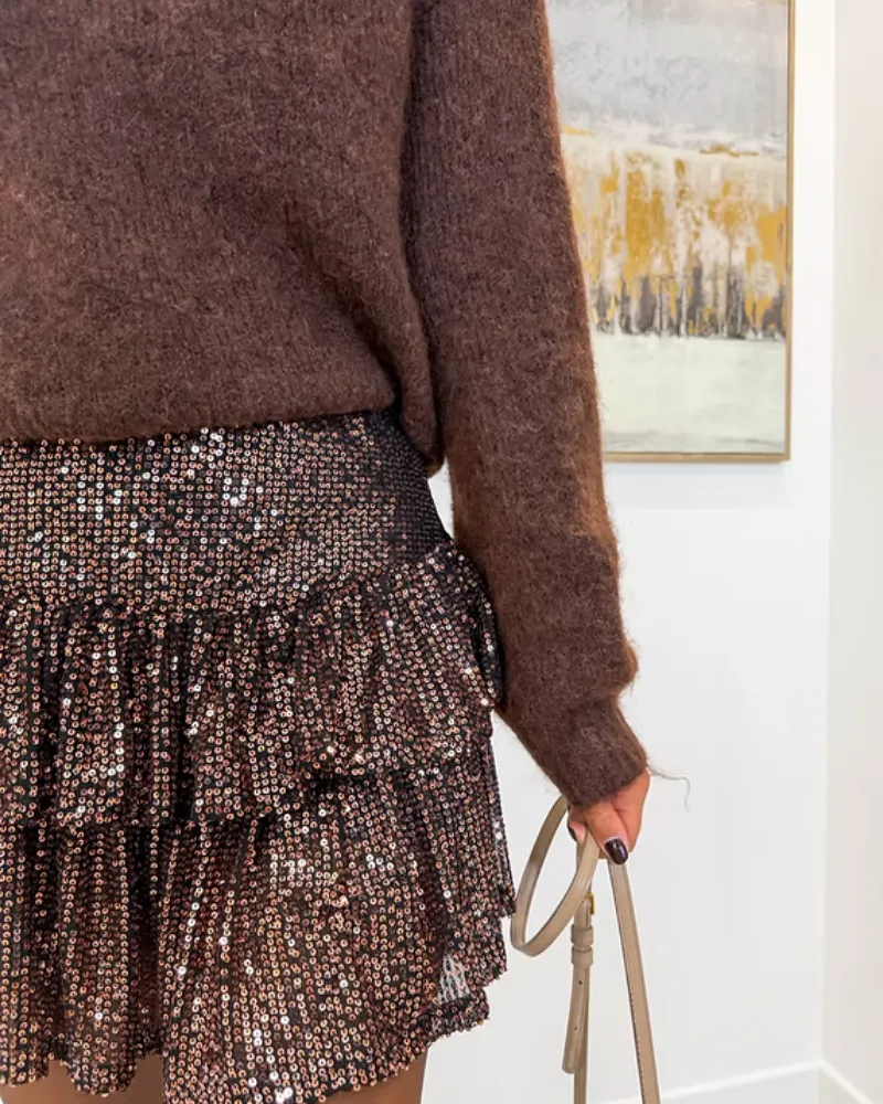 Ruffled Sequin Mini Skirt