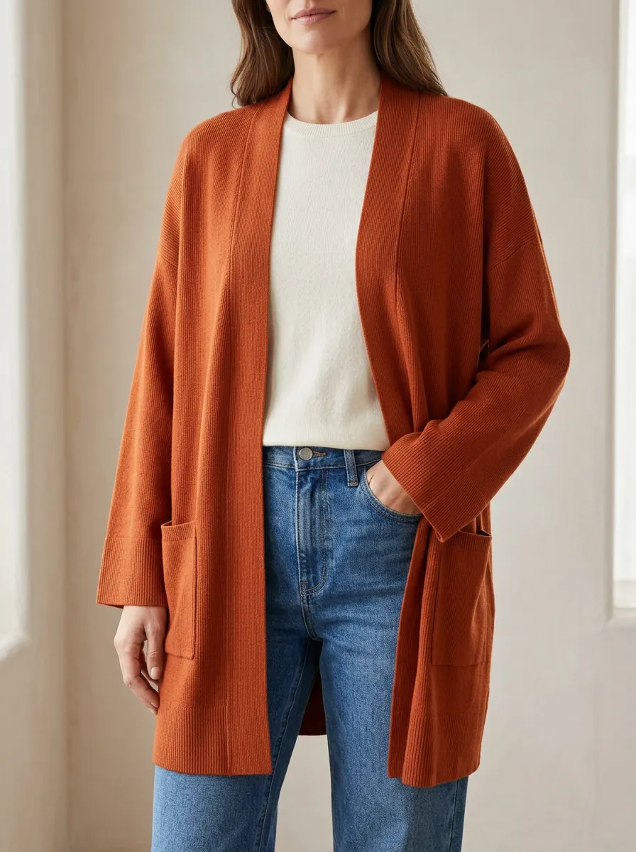 Weekend Ribbed-Knit Knit Cardigan