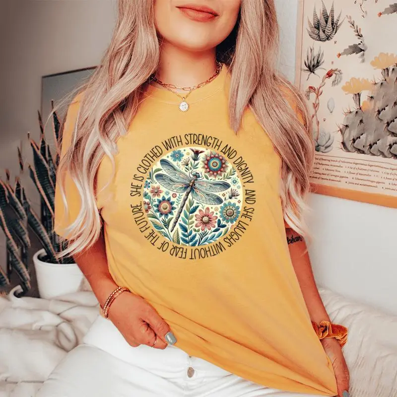 Dragonfly She Is Clothed With Strength & Dignity Women's Oversized Comfort T-shirt