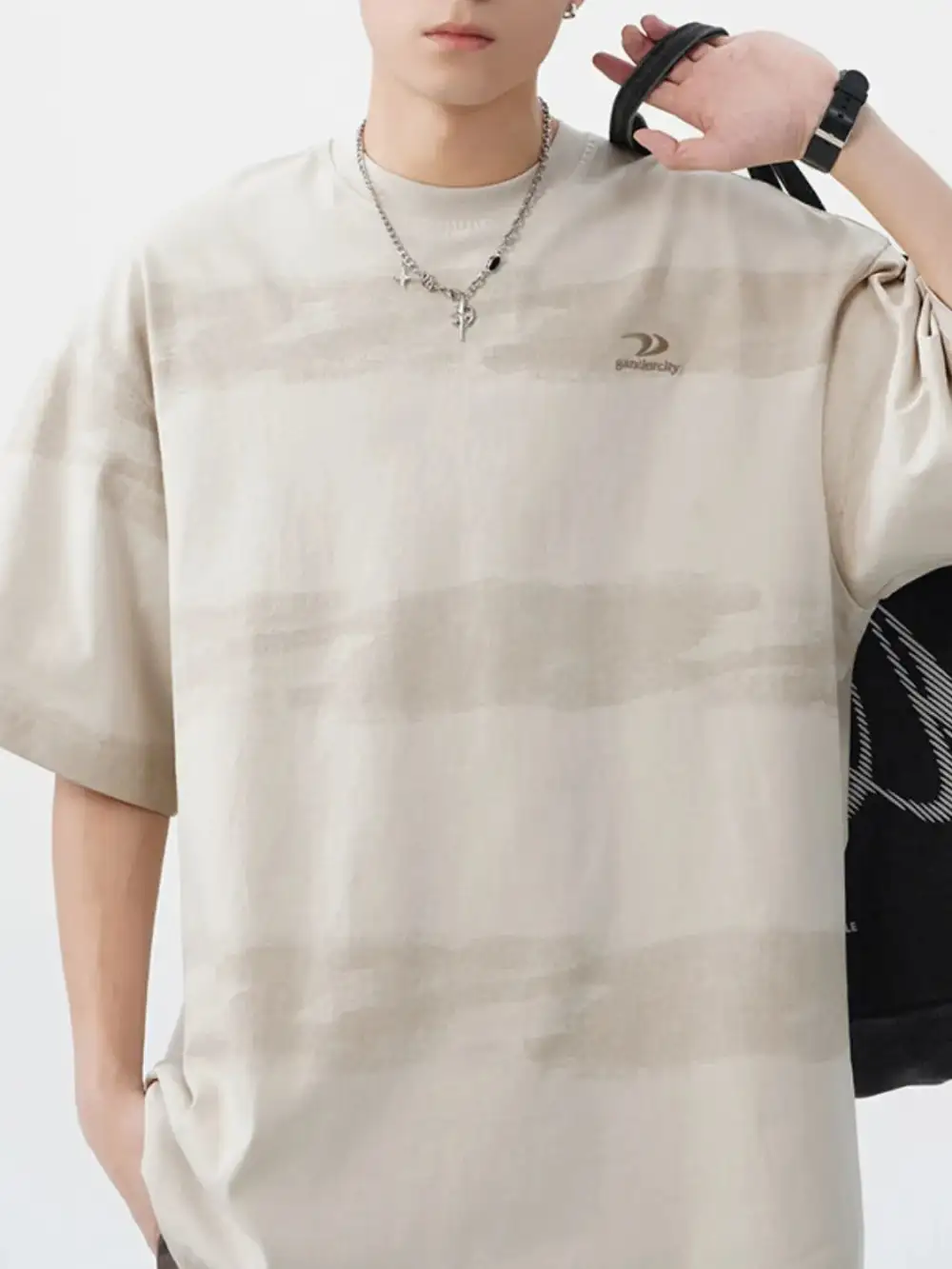 Textured Striped Crew Neck Tee