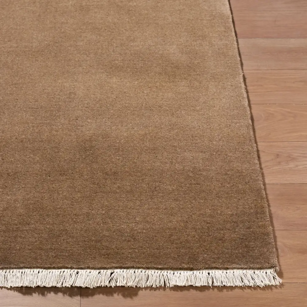 Hand-Loomed Wool Fringe Square Carpet