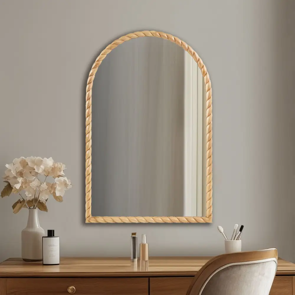 Braided Wood Arched Wall Mirror