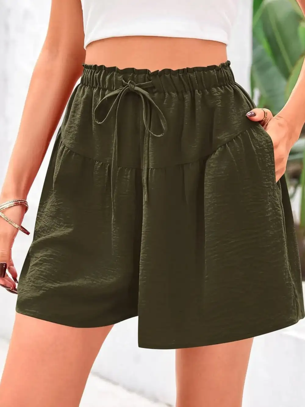 Pull On Drawstring Waist Shorts