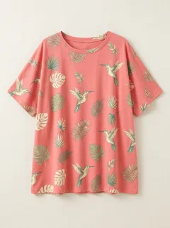 Hummingbird Tropical Nature Women's Loose Printed T-Shirt