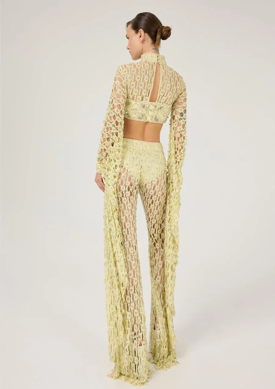 Serena Rhinestone Crochet Flare Two-Piece Set