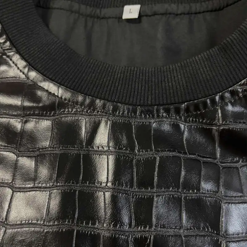 Relaxed Pullover Leather Sweatshirt