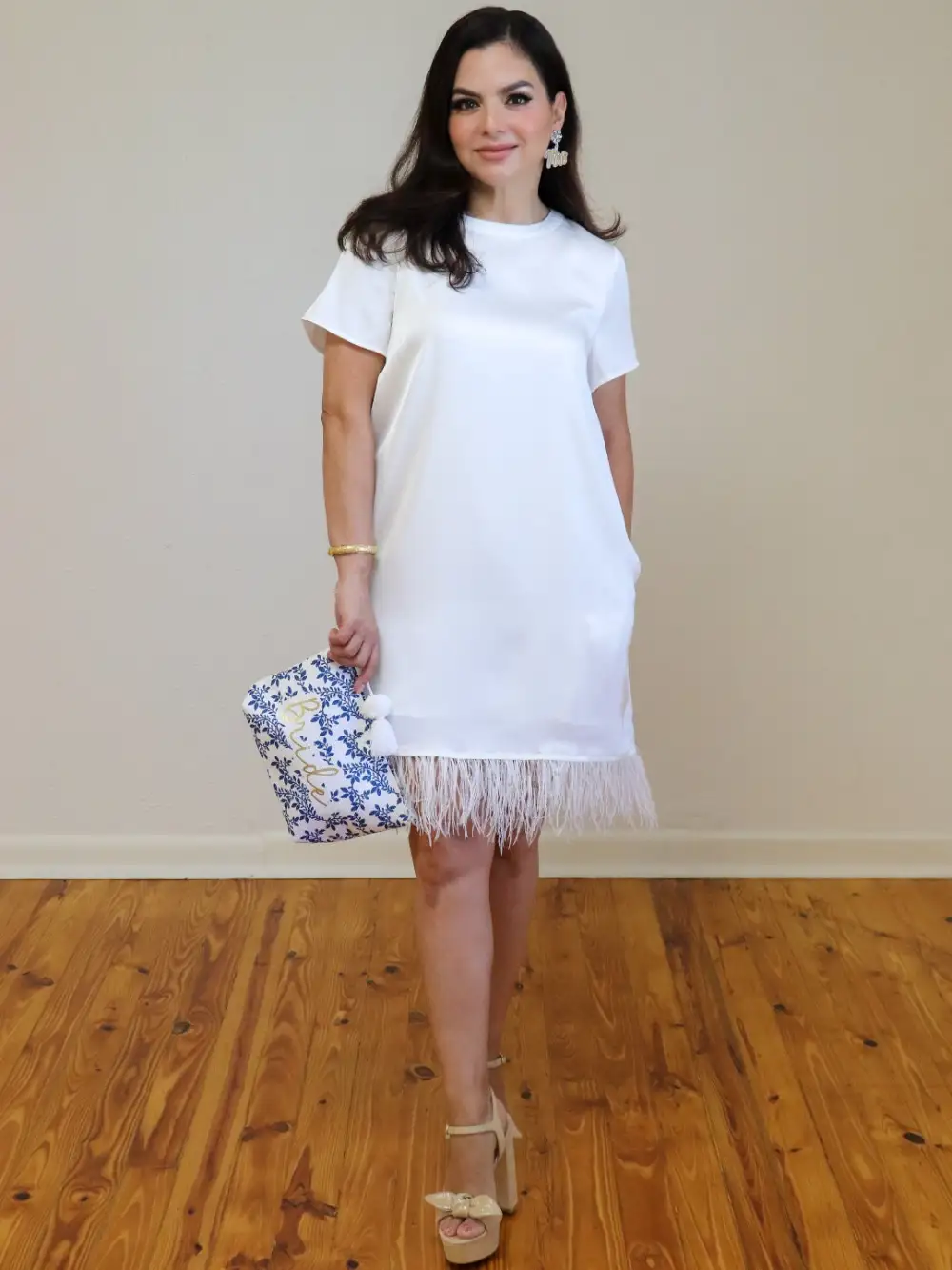 Short-Sleeve Satin Mini Dress