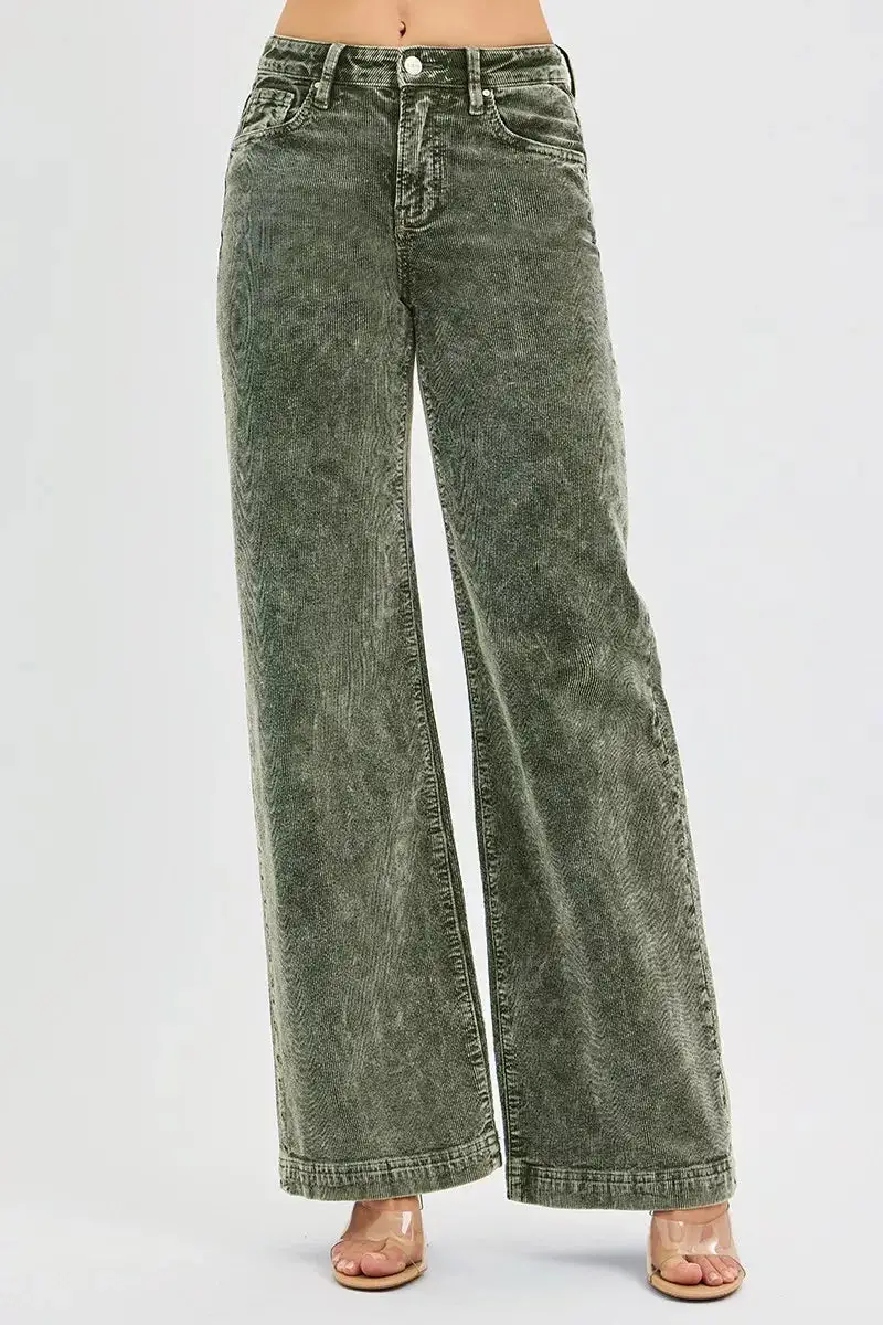 Full Size High Rise Wide Leg Corduroy Jeans Plus Size