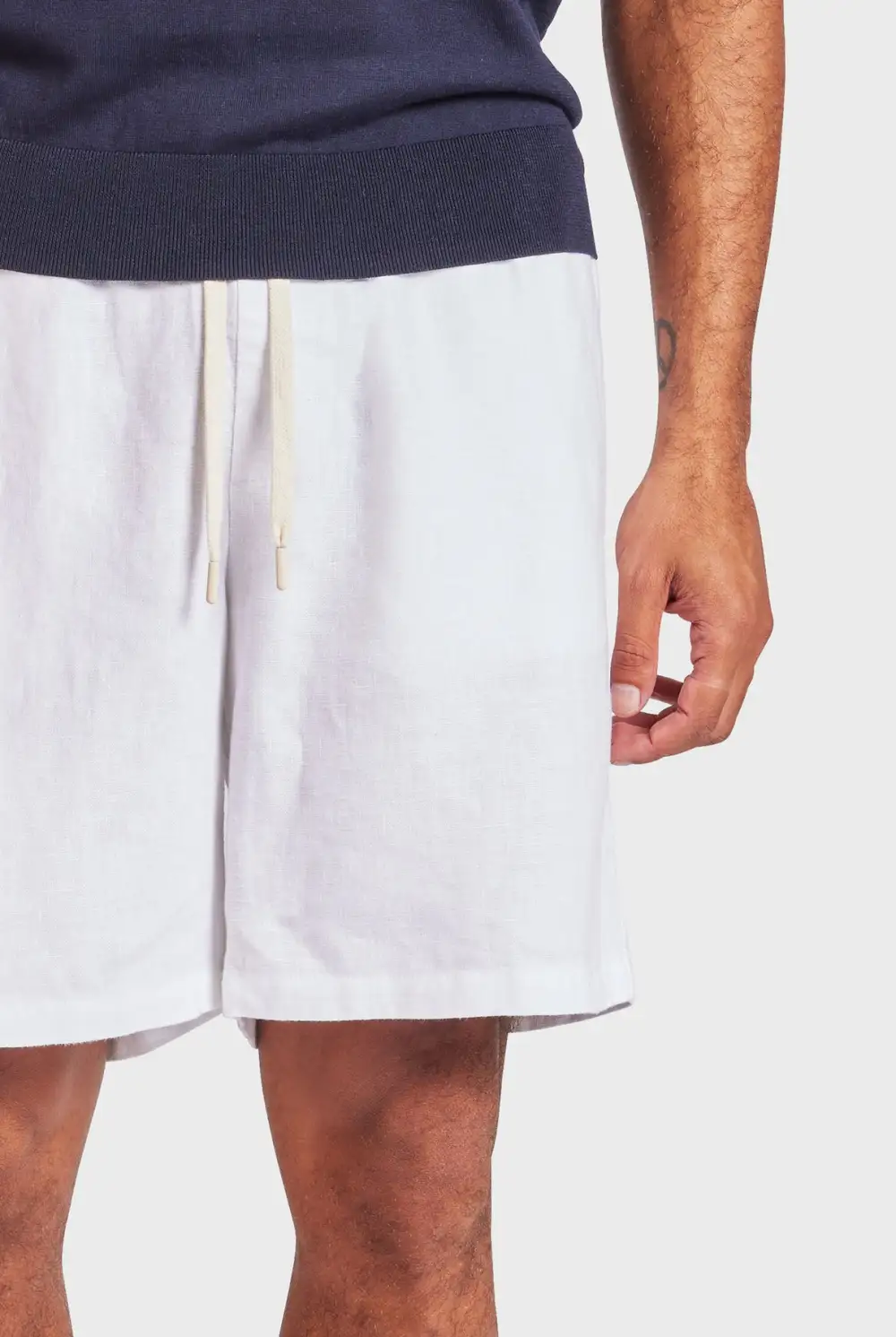 Relaxed Tapered Linen Blend Casual Lounge Shorts