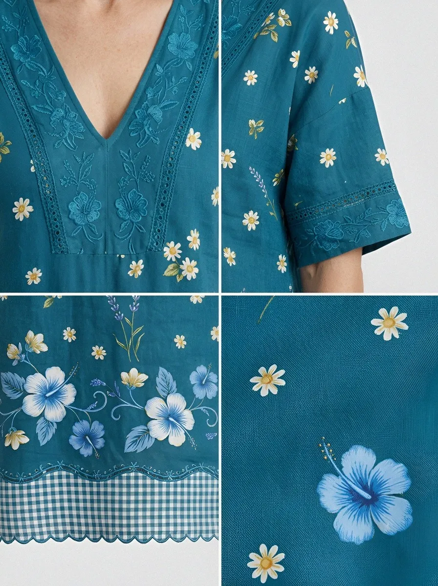 Women's Summer Vacation Daisy Hibiscus Floral Printed Dress