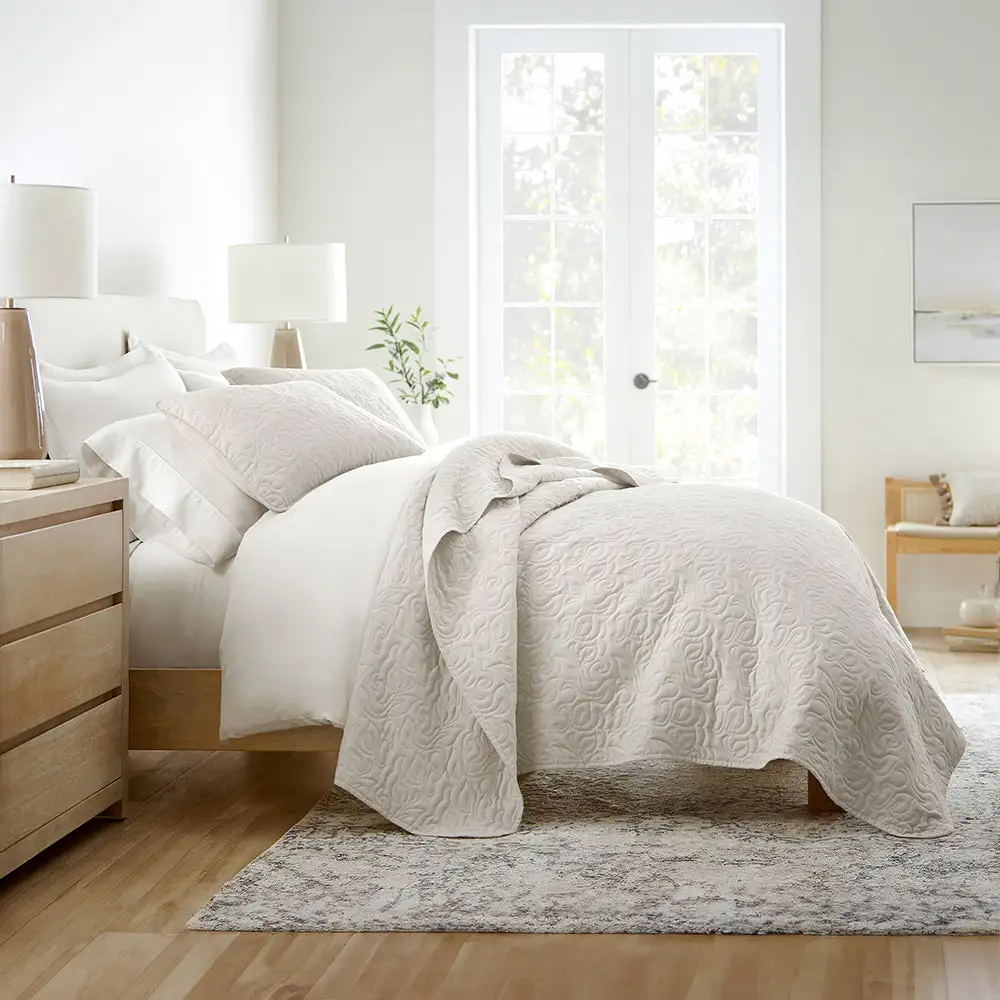 Floral Stitch Quilted Coverlet Set