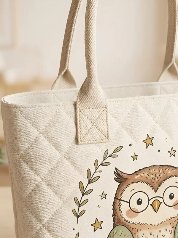 Owl Lover Courage Quote Printed Tote Bag