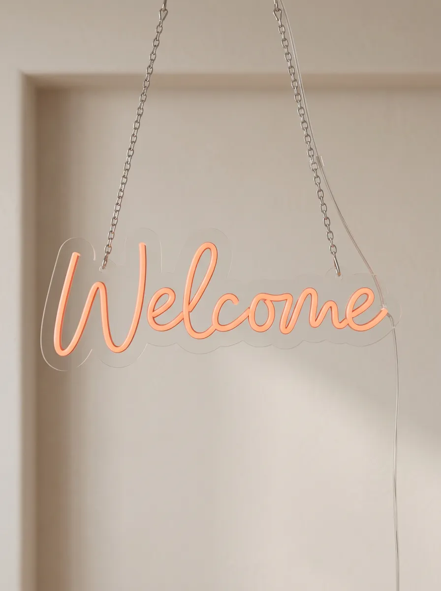 Everyday Script Hanging Welcome Neon Sign