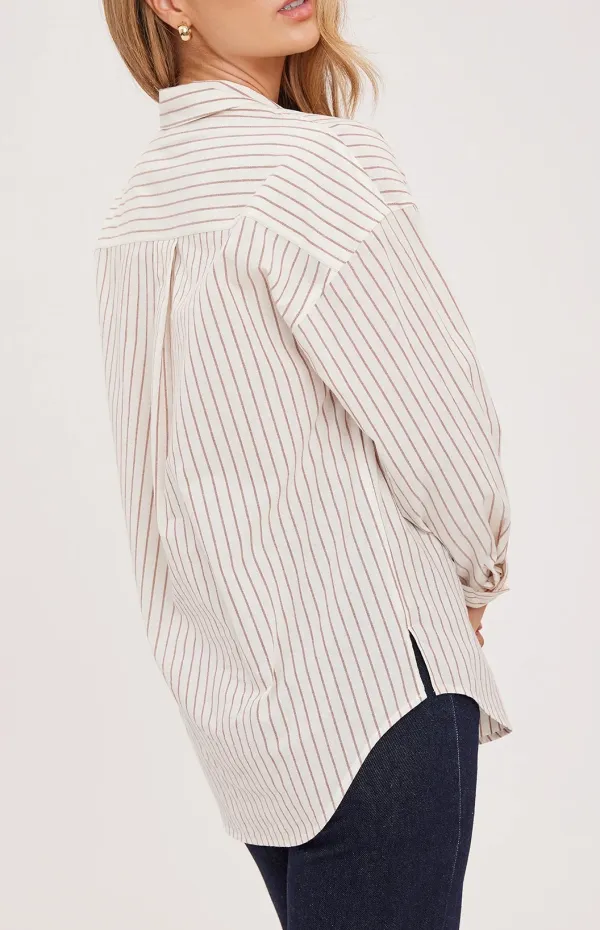 Striped Cotton Poplin Button Up Shirt