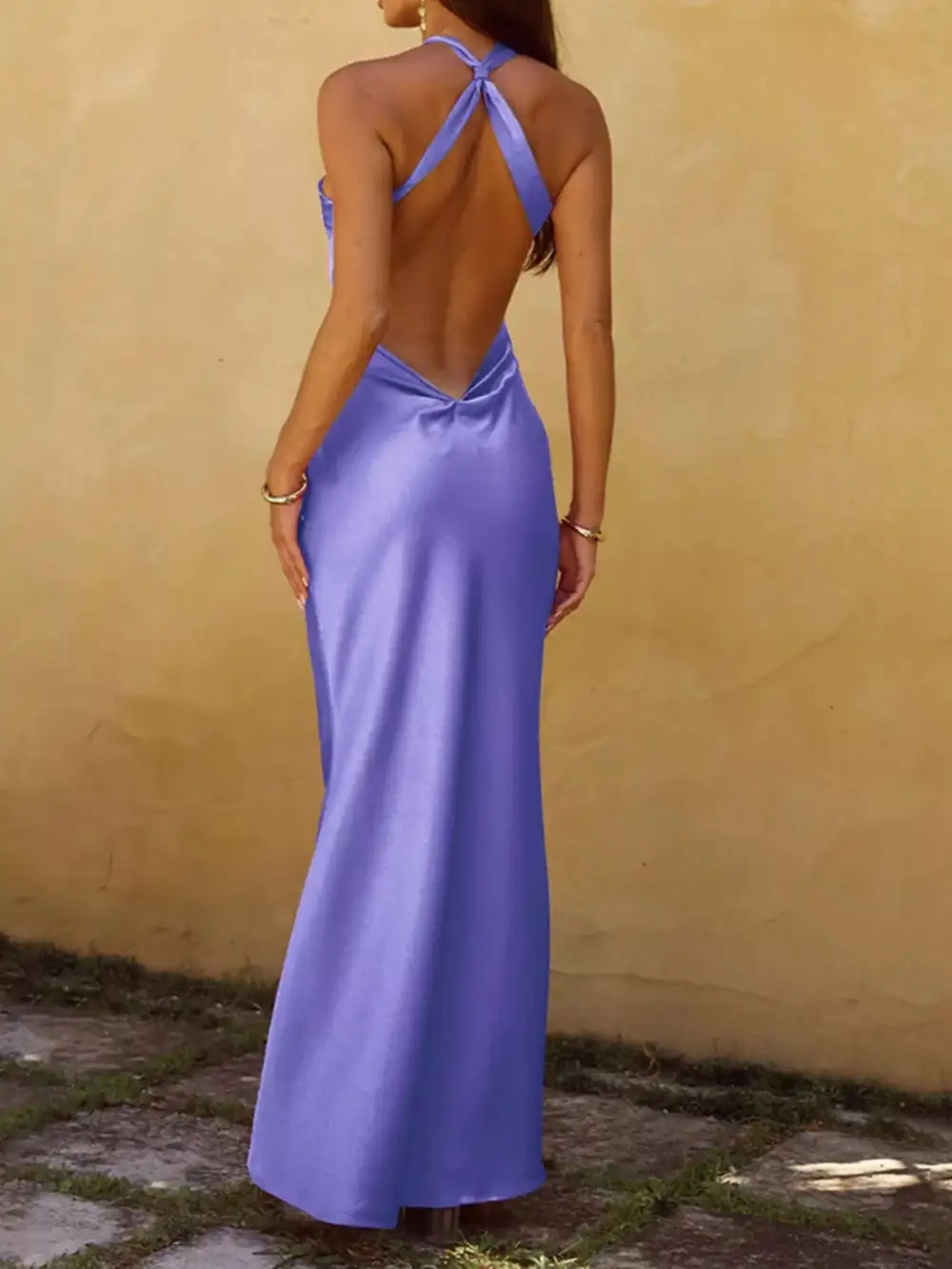 Halter Satin Maxi Dress