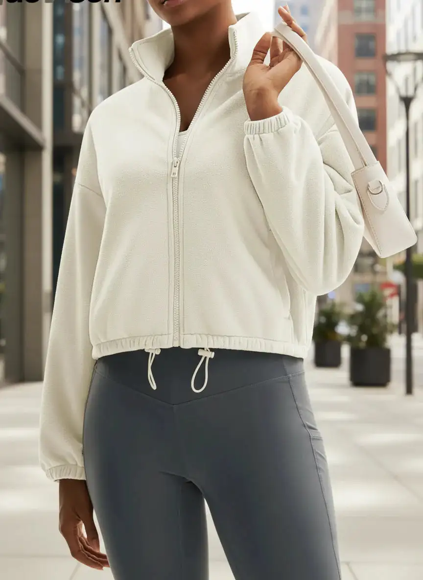 Cropped Fleece Collar Jacket