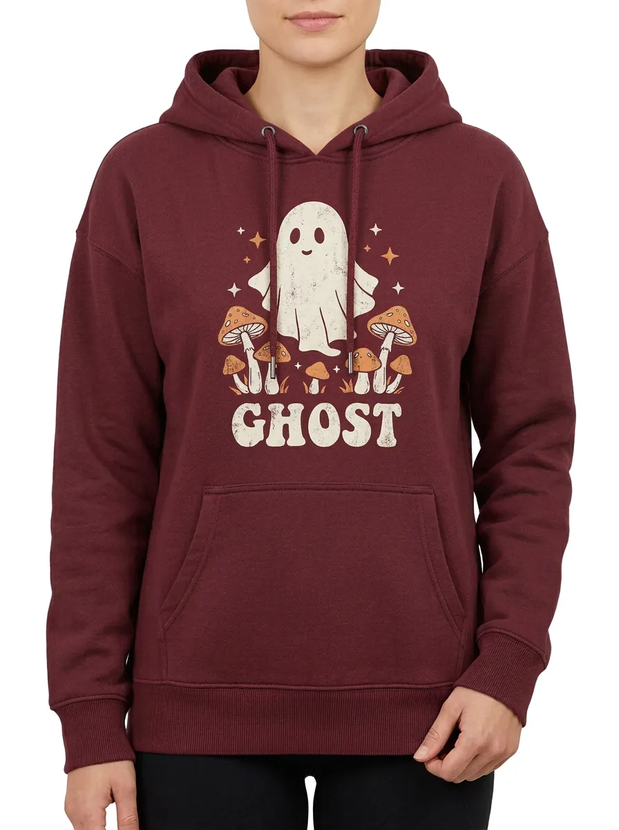 Women's Halloween Ghost Mushroom Printed Hoodie