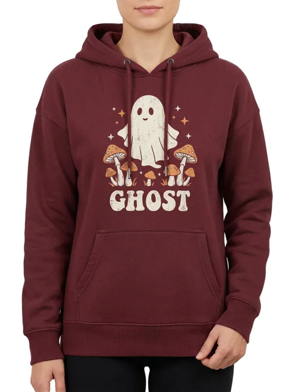 Women's Halloween Ghost Mushroom Printed Hoodie