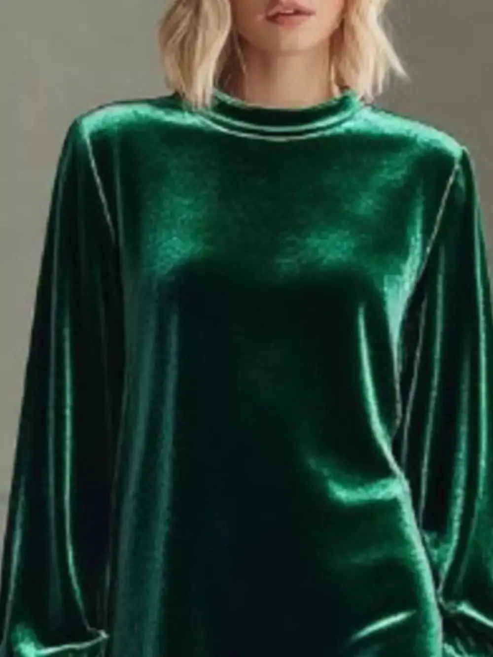 Lightweight Feel Velvet Long Sleeve Mini Dress