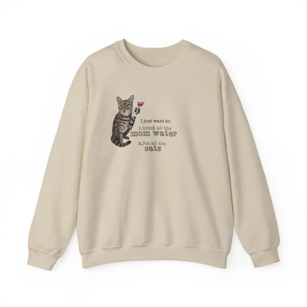 Cat Wine Humor Crewneck Sweatshirt