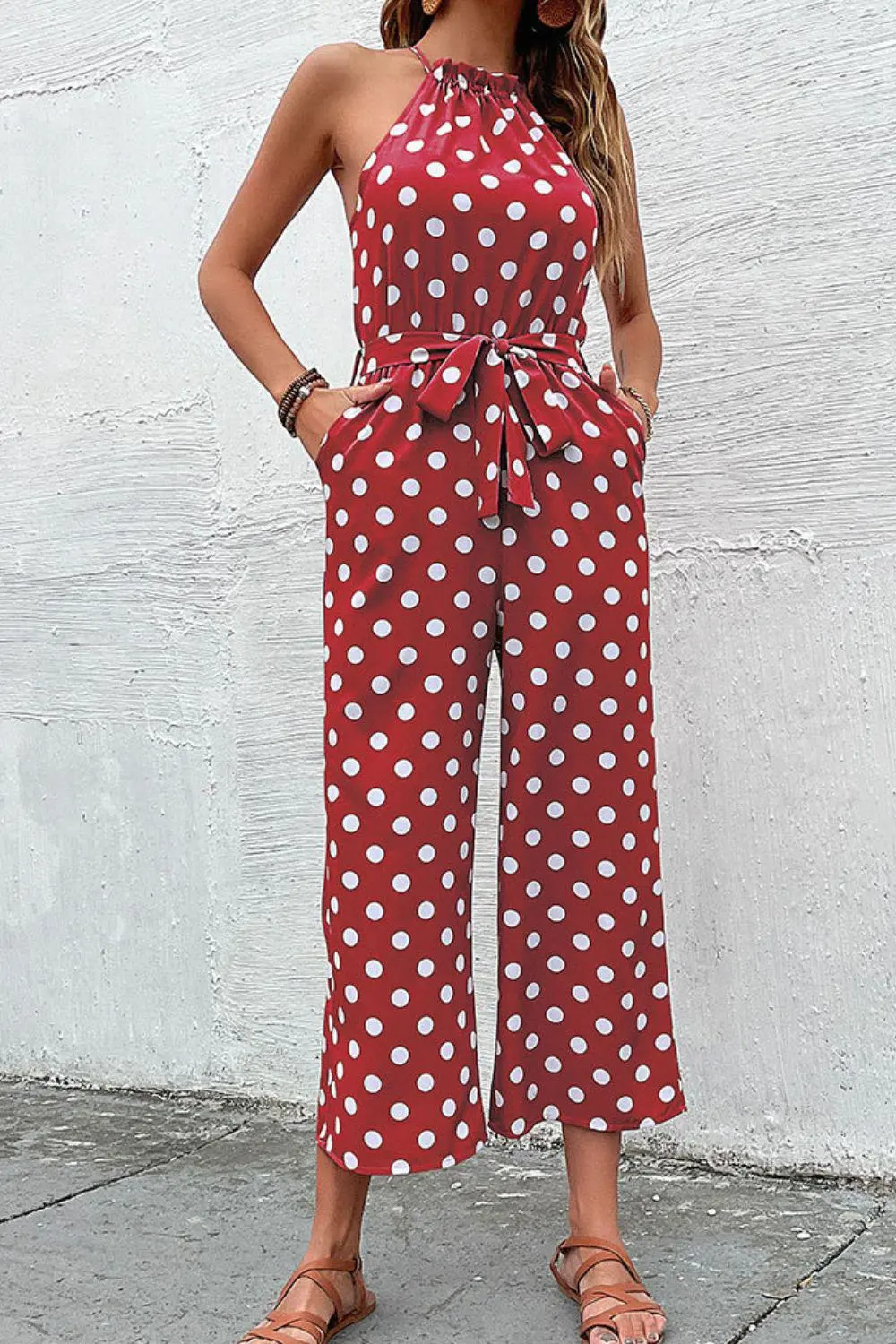 Polka Dot Wide Leg Jumpsuit