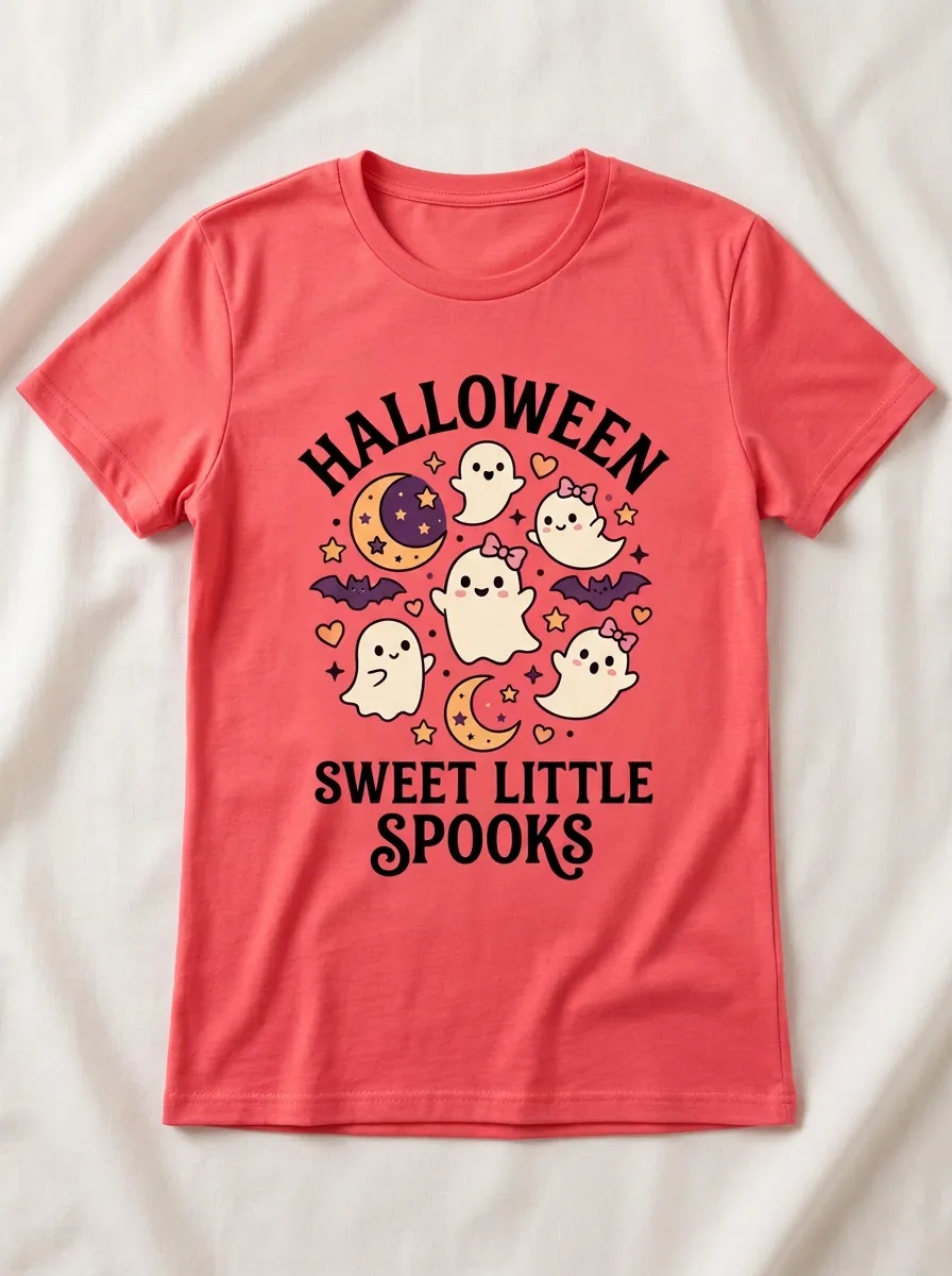 Witchy Ghost Halloween Graphic T-Shirt