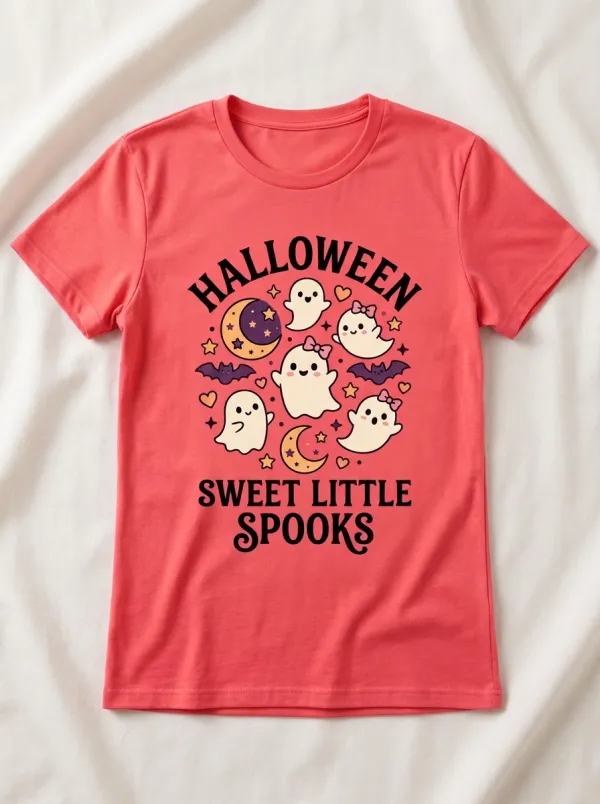 Witchy Ghost Halloween Graphic T-Shirt