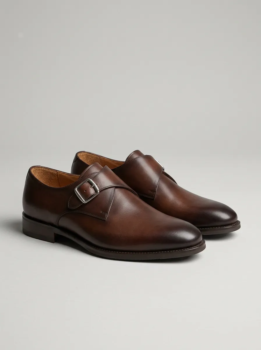 Men's Everyday Classic Leather Single Monk Strap Dress Shoes