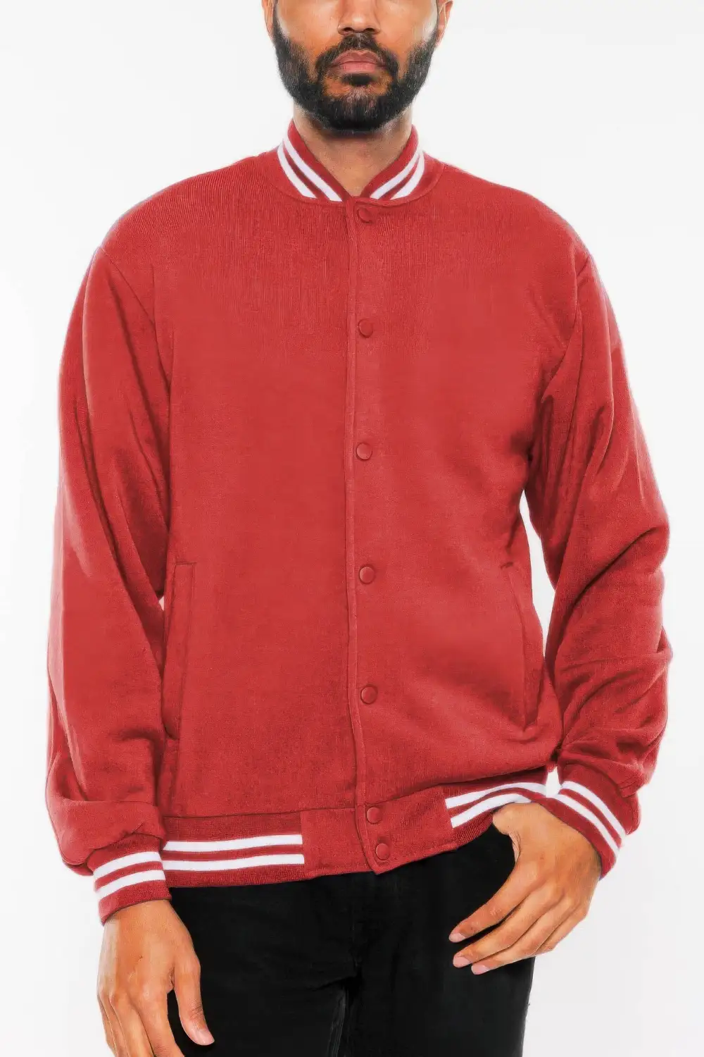 Fleece Snap Button Varsity Jacket