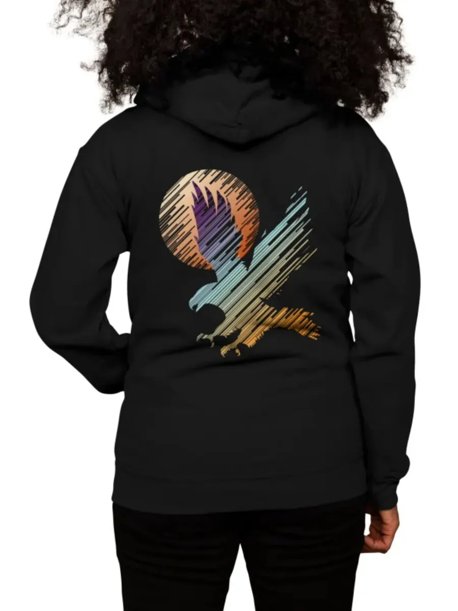 Geometric Eagle Sunset Hoodie