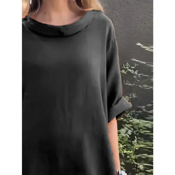 Full Size Casual Loose Fit Round Neck Midi Dress Plus Size