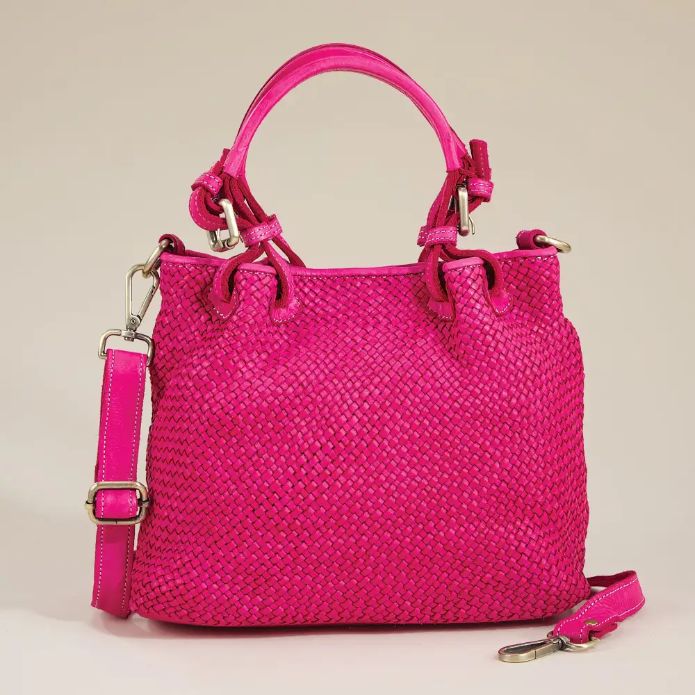 Leather Woven Satchel Bag