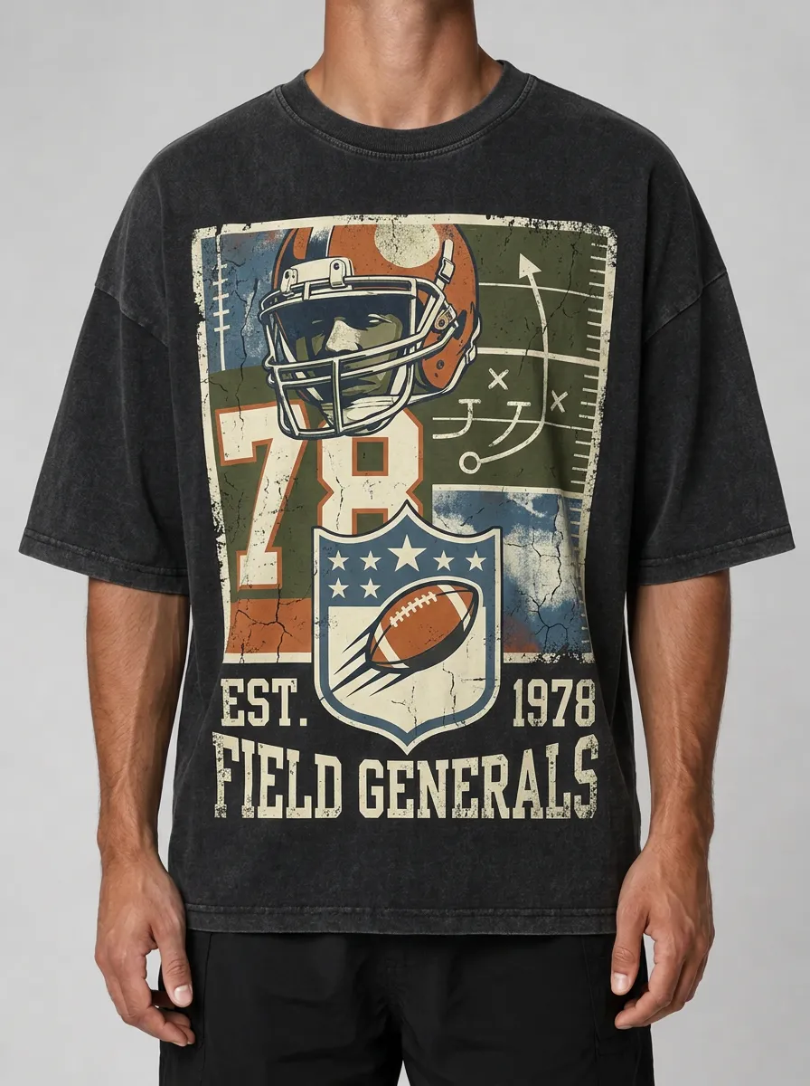 Men's American Football Lover Field Generals 1978 Printed T-shirt