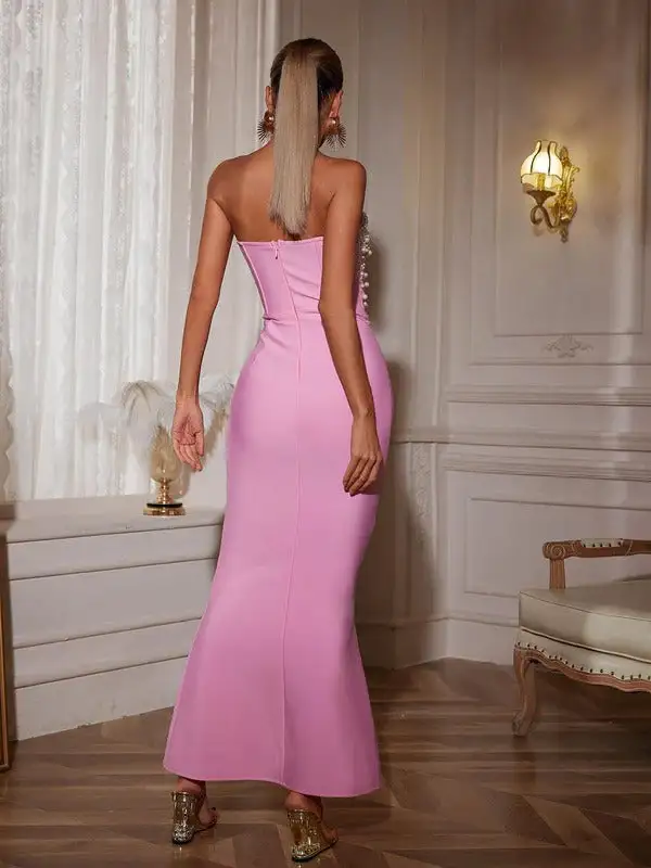 Everett Strapless Pearl Bandage Dress