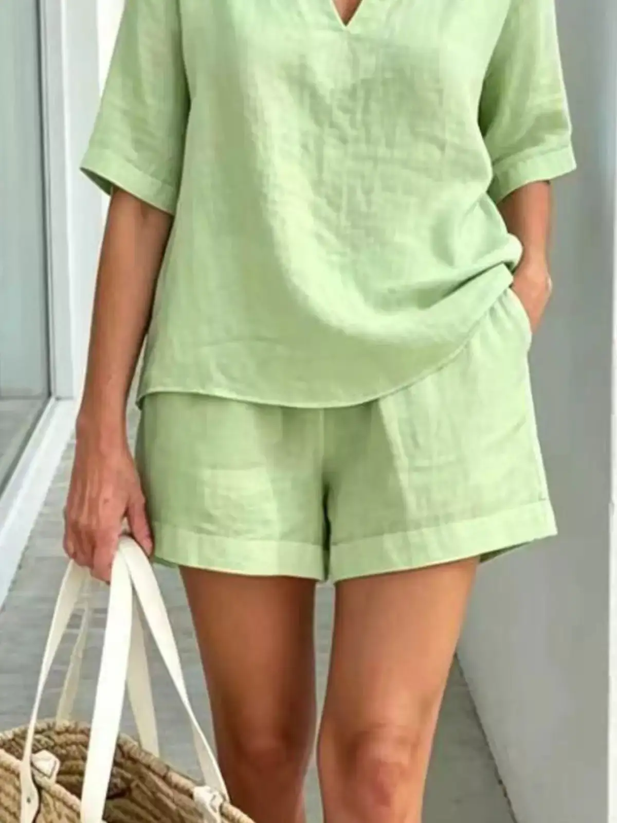 Tailored Refined Pocketed Top and Shorts Matching Set